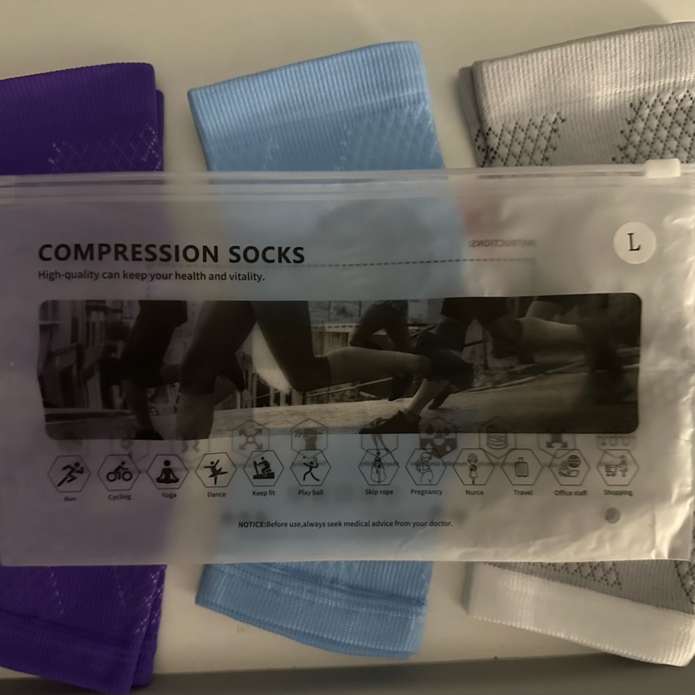 Compression Socks Set - Purple, Blue, Gray